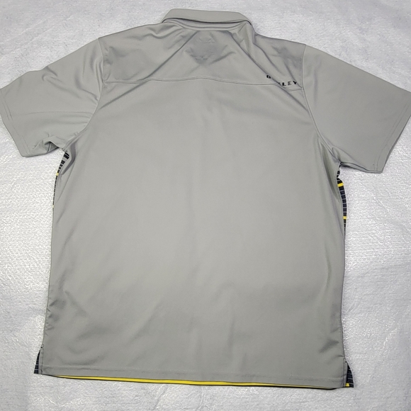 Oakley O Regular Fit Hydrolix SS Gray Yellow Pullover Golf Polo Shirt - Men XL - Picture 7 of 7